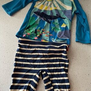 2-3Y Mini Boden Kids Swim Set with Whale Print